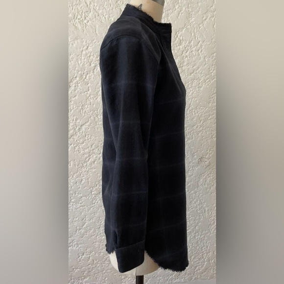 Helmut Lang Plaid Wool +Cashmere Distressed Plaid Blouse - Picture 7 of 9